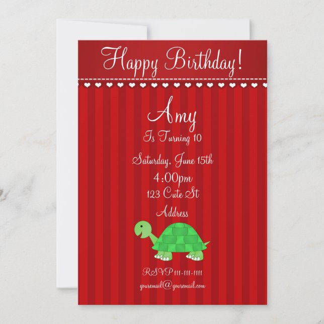 Cute turtle invitation (Front)