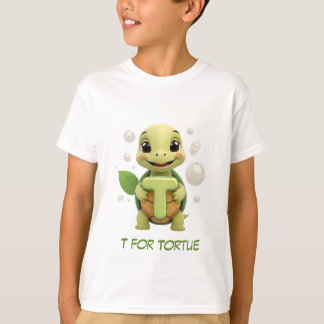 Cute Turtle Kids T-Shirt | T is for Tortue Alphabe