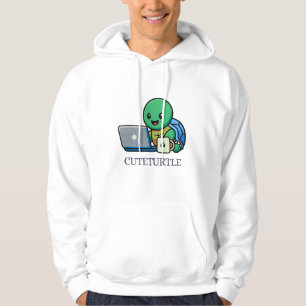 Cute Turtle Laptop Cartoon Hoodie
