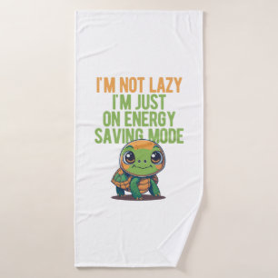 Cute Turtle, Lazy Turtle, On Energy Saving Mode Bath Towel
