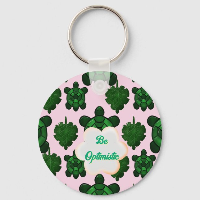 Cute Turtle Leaves Seamless Pattern, Tropical  Key Ring (Front)