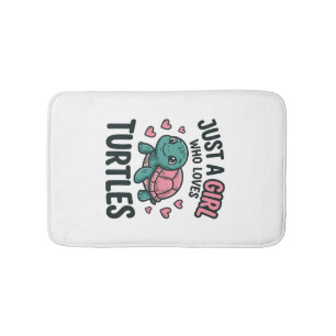 Cute Turtle Lover Girl Vintage Engraving Shirt Des Bath Mat