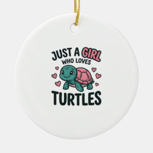 Cute Turtle Lover Girl Vintage Engraving Shirt Des Ceramic Tree Decoration