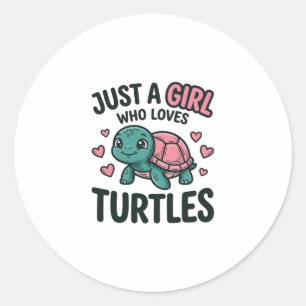 Cute Turtle Lover Girl Vintage Engraving Shirt Des Classic Round Sticker
