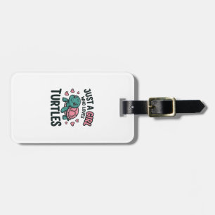 Cute Turtle Lover Girl Vintage Engraving Shirt Des Luggage Tag
