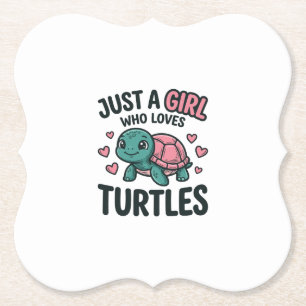 Cute Turtle Lover Girl Vintage Engraving Shirt Des Paper Coaster