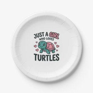 Cute Turtle Lover Girl Vintage Engraving Shirt Des Paper Plate