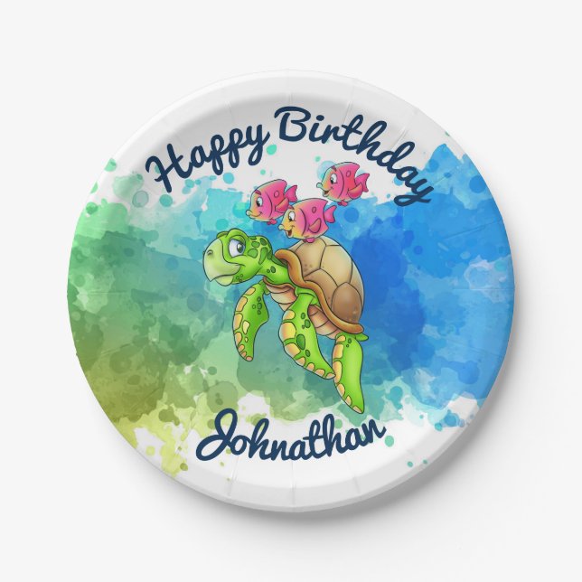 Cute Turtle Party Plates (Front)