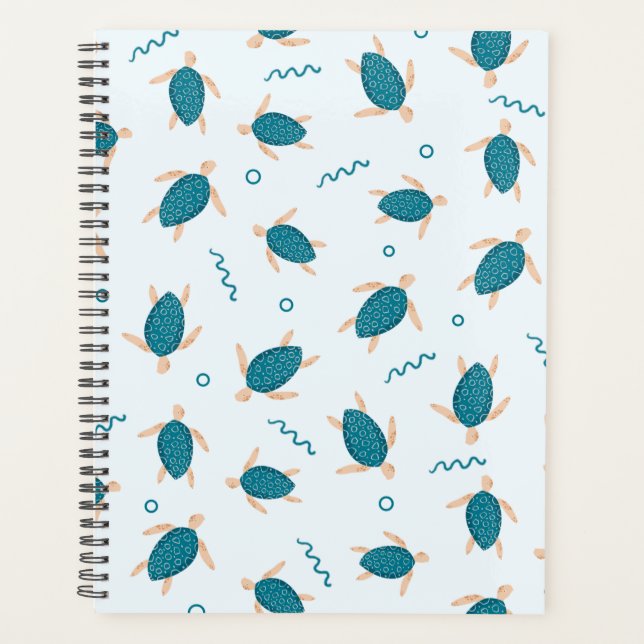 Cute Turtle Pattern, Wildlife Animals Planner (Front)