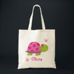 Cute Turtle Personalised Bag Tote for Girl<br><div class="desc">This adorable tote bag is perfect for a trip to the pool, library or an after school activity, such as karate or dance. From gift card holders to a way to tote around small crafts, these personalised bag totes are perfect for a variety of uses. These also make great party...</div>
