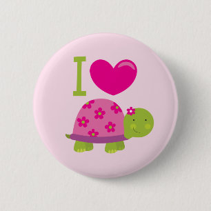 Cute Turtle Personalised Button for Girls