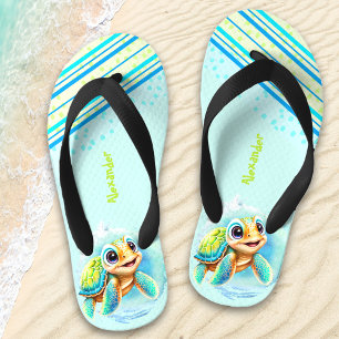 Cute Turtle Personalized Boys' Kid's Jandals