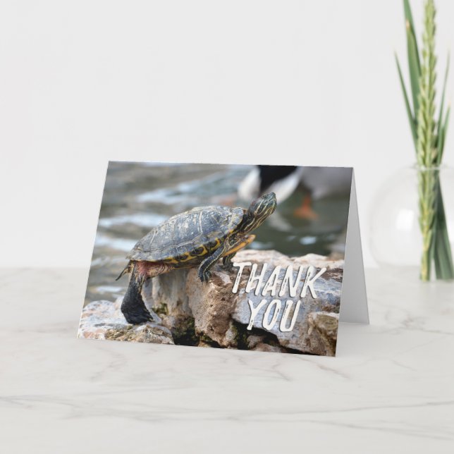 Cute Turtle Photo Thank You Card (Front)