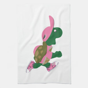 Cute Turtle Runner in PInk Tea Towel