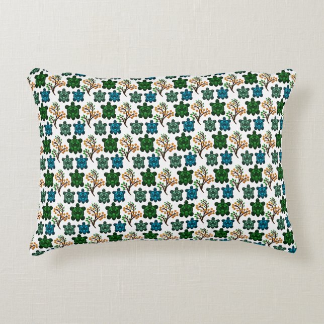 Cute Turtle Seamless Pattern | Ocean Animal Repeat Decorative Cushion (Front)