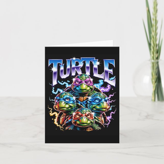 Cute Turtle Squad Electric Lightning Halloween Card (Front)
