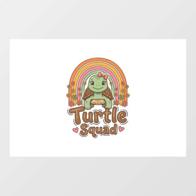 Cute Turtle Squad Rainbow Floral Vector Design_1 (Sheet)