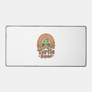 Cute Turtle Squad Rainbow Floral Vector Design_1 Desk Mat