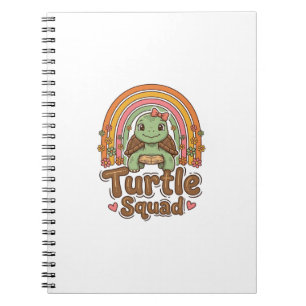 Cute Turtle Squad Rainbow Floral Vector Design_1 Notebook