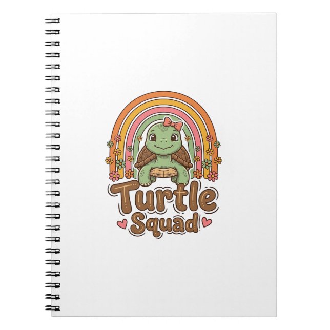 Cute Turtle Squad Rainbow Floral Vector Design_1 Notebook (Front)