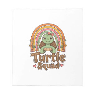 Cute Turtle Squad Rainbow Floral Vector Design_1 Notepad