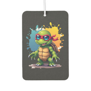 Cute Turtle Wearing Sunglasses Paint Splash Sea An Car Air Freshener