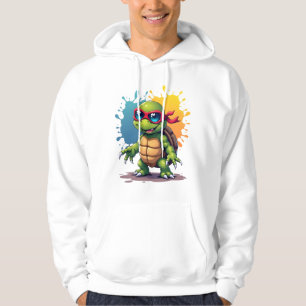 Cute Turtle Wearing Sunglasses Paint Splash Sea An Hoodie
