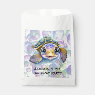 Cute Turtle with Bubbles 1st. Birthday Party Favour Bags