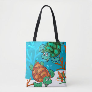 Cute Turtles Aquatic Ocean Tote Bag