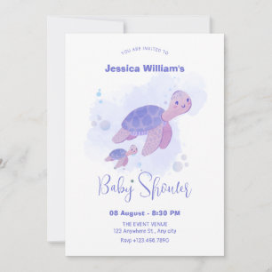 Cute turtles baby shower invitation