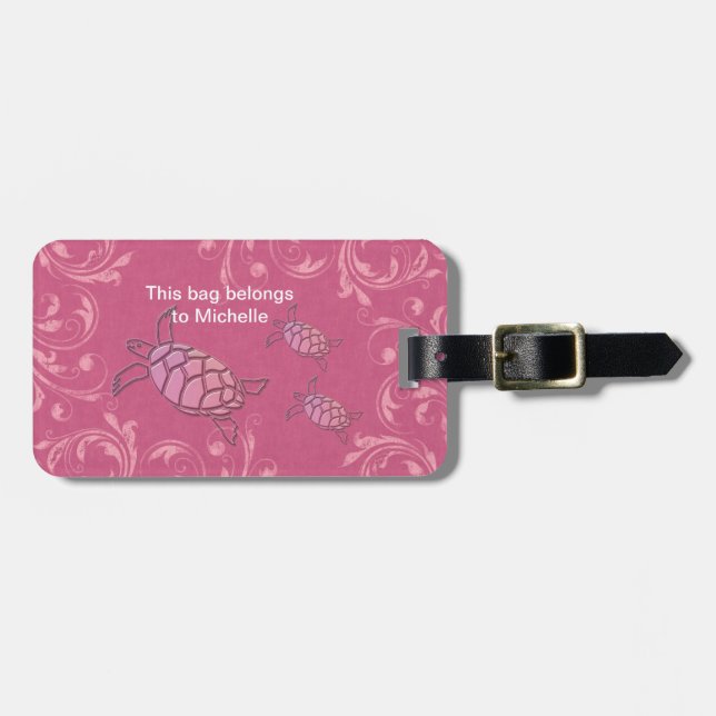 Cute Turtles Bag Tags (Front Horizontal)