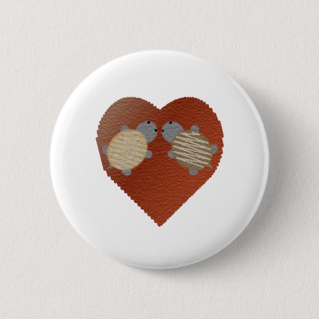 Cute Turtles with a Heart Background 6 Cm Round Badge (Front)