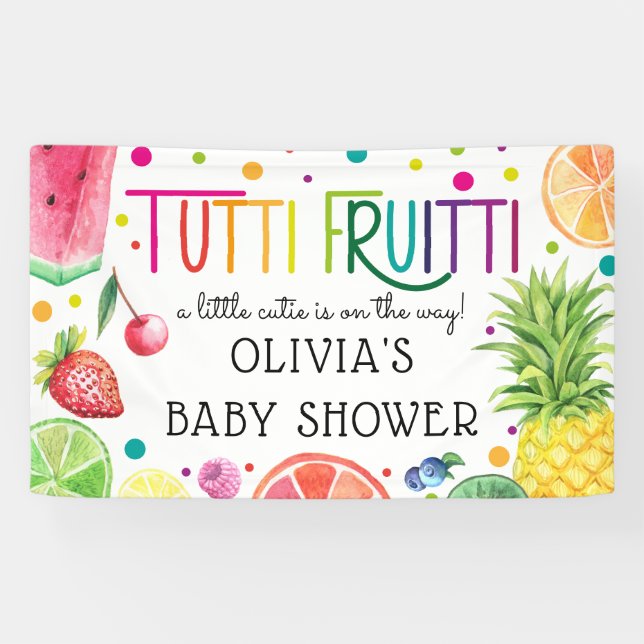 Cute Tutti Fruitti Baby Shower Banner (Horizontal)