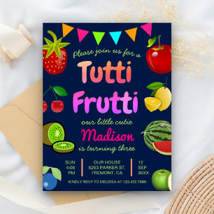 Cute Tutti Frutti Kids Birthday Party Invitation Postcard