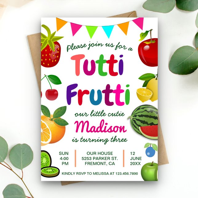 Cute Tutti Frutti Summer Birthday Party Invitation (Creator Uploaded)
