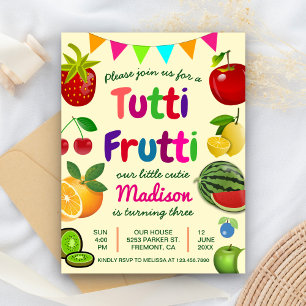 Cute Tutti Frutti Summer Birthday Party Invitation Postcard