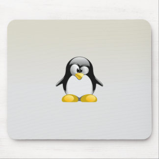 Cute Tux Grey Mouse Pad