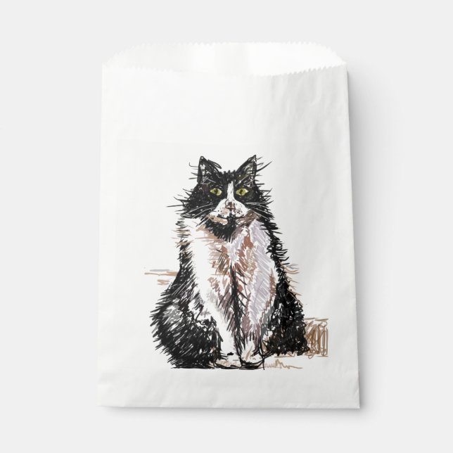 Cute Tuxedo Cat Art pet Animal Party Favour Bags (Front)