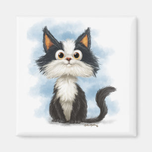 Cute Tuxedo Cat Cartoon Mug Magnet