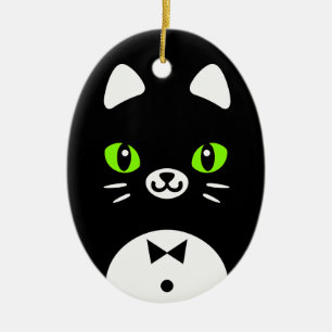 Cute Tuxedo Cat Ceramic Tree Decoration