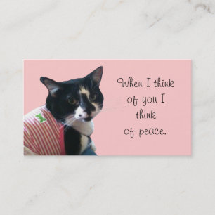 Cute Tuxedo Cat Think of Peace Business Cards