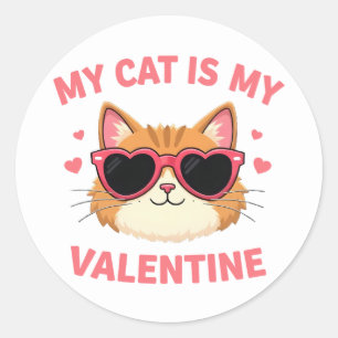 Cute Tuxedo Cat Valentine's Day Heart Cat Lover  Classic Round Sticker