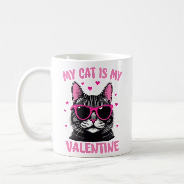 Cute Tuxedo Cat Valentine's Day Heart Cat Lover  Coffee Mug (Left)
