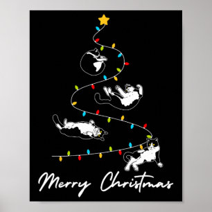 Cute Tuxedo Cats Christmas Tree Lights Owner Cat L Poster
