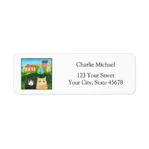 Cute Tuxedo & Orange Tabby Cat Mail Return Address