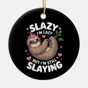 Cute Tween Girl Funny Animal Sloth Slay Meme Trend Ceramic Tree Decoration