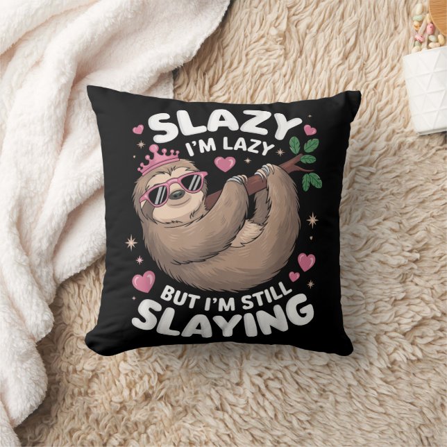 Cute Tween Girl Funny Animal Sloth Slay Meme Trend Cushion (Blanket)