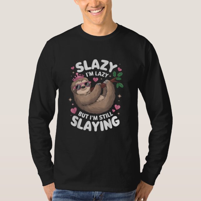 Cute Tween Girl Funny Animal Sloth Slay Meme Trend T-Shirt (Front)