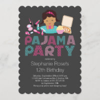 Cute Tween Pajama Birthday Party Invitation