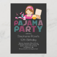 Cute Tween Pajama Birthday Party Invitation